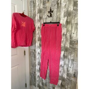 VTG Nancy Bolen pink rayon set L